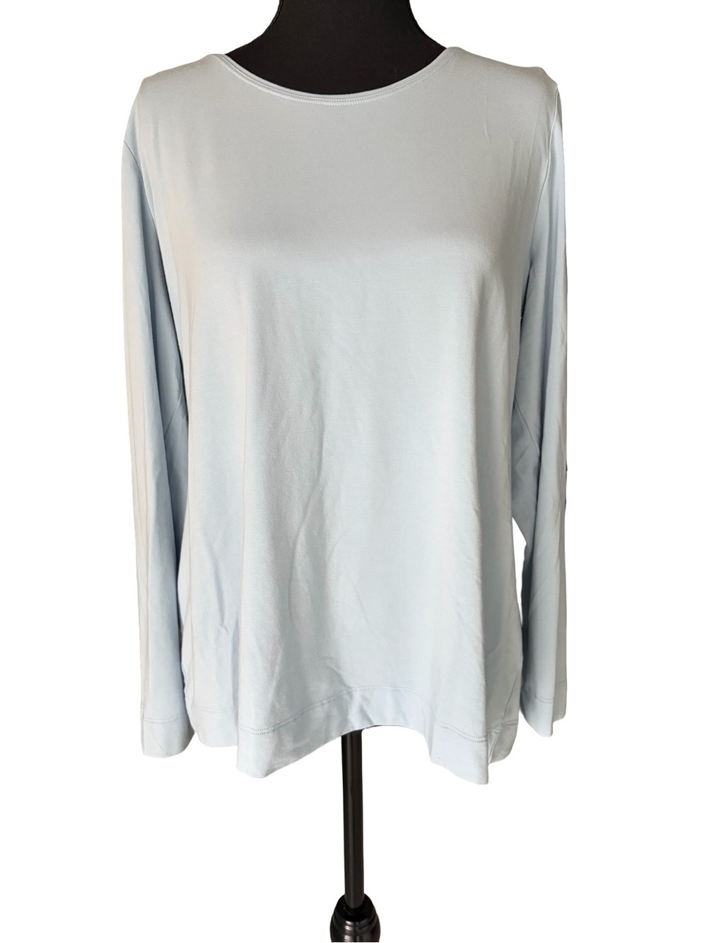 Chico's Pale Blue Size 2 Long Sleeve Crewneck Top